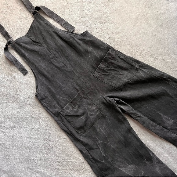 Zara Pants - Zara Lagenlook Minimalist Linen Overall Strap Jumpsuit Distressed One-Piece Gray